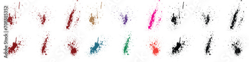 Set of scribble grunge banner green, pink, purple, red, black, blue color brush vector blood element background