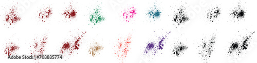 Set of splash drop and splatter isolated green, pink, purple, red, black, blue color grunge brush banner stains background