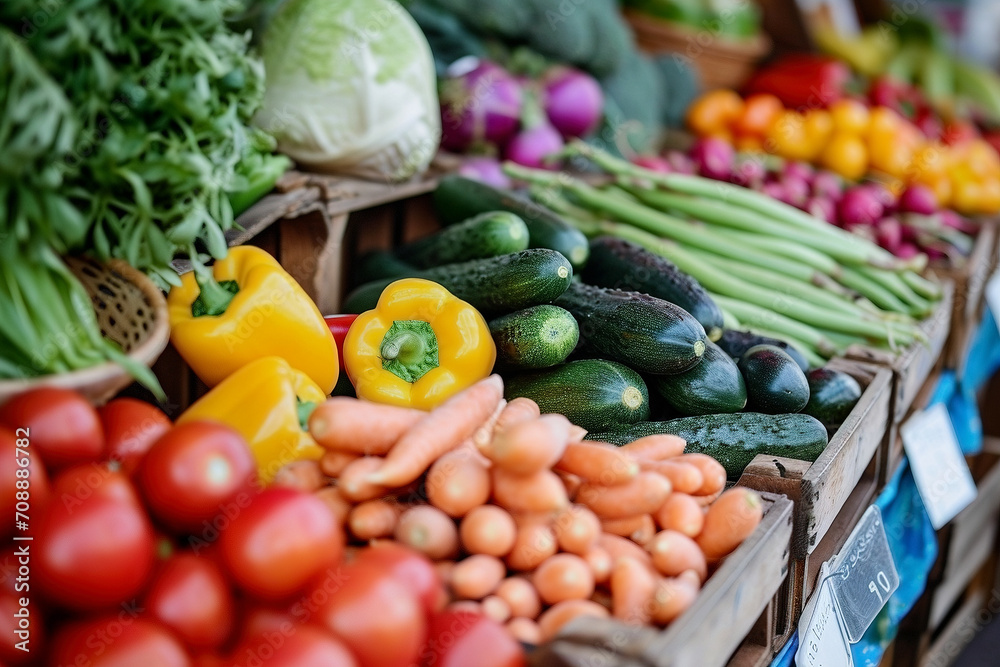 An image of assorted vegetables in the market store - Generative AI An image of assorted vegetables in the market store - Generative AI