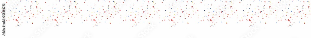 An illustration of colourful confetti rain on long horizontal white isolated background An illustration of colourful confetti rain on long horizontal white isolated background