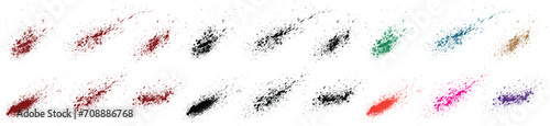 Set of grunge vector brush stroke red, orange, green, purple, wheat, black color bleeding vector