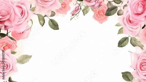 Empty floral frame with copy space for greeting card or invitation design