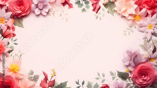 Empty floral frame with copy space for greeting card or invitation design
