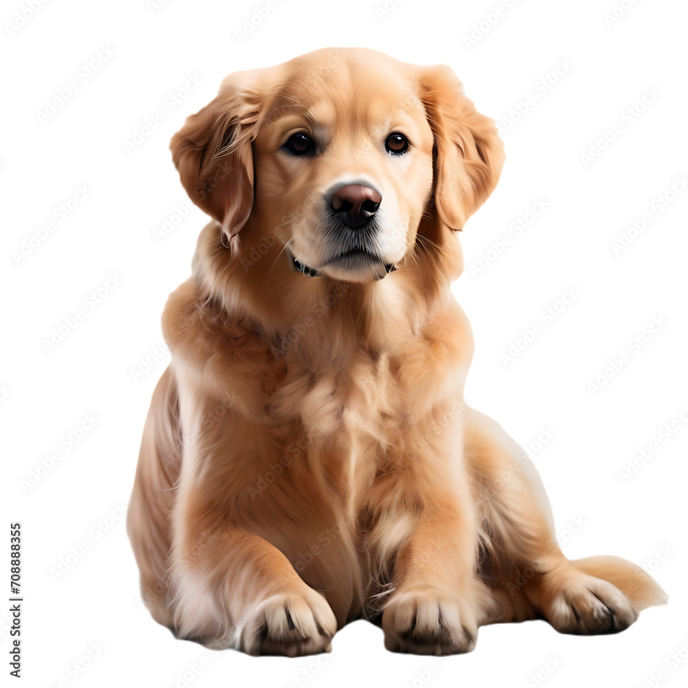 Full body Golden Retriever isolated on transparent or white background