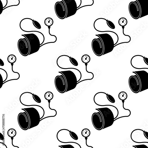 Blood Pressure Icon Seamless Pattern, Blood Pressure Measurement Icon