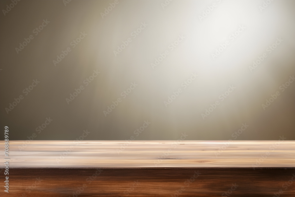 Empty wooden table with beam of light on background, side view, Natural backgrounds, wooden blanks for placing products Empty wooden table with beam of light on background, side view, Natural backgrounds, wooden blanks for placing products