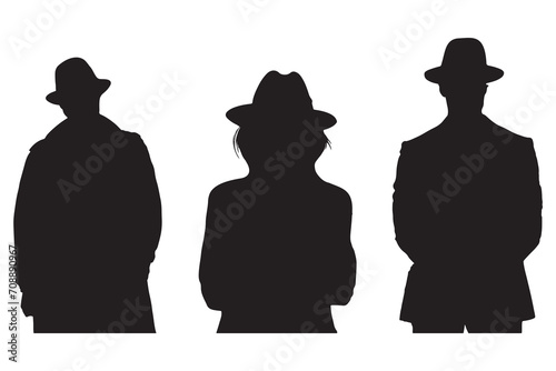Mafia silhouette vector, Detective silhouette vector isolated on white background