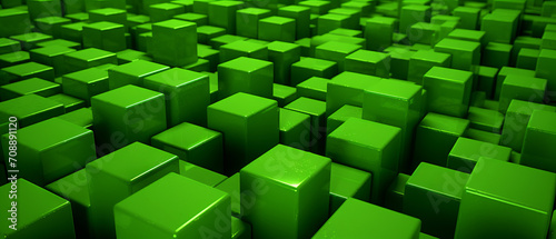Bright  acid green cube blocks in a 3D layout  creating a dynamic  geometric backdrop.
