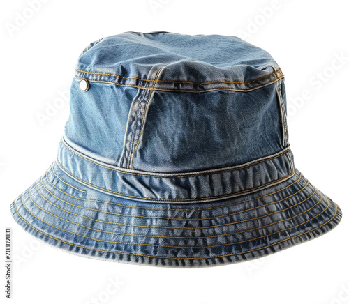 Denim bucket hat isolated on trasnparent background