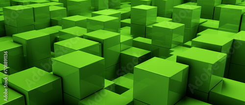 Futuristic 3D cube structure in vibrant green, offering a fresh perspective on digital art.