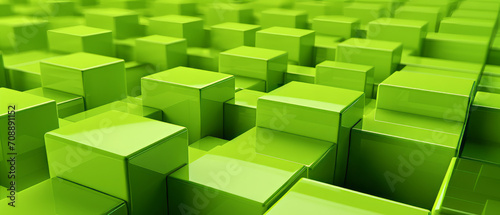 Futuristic 3D cube structure in vibrant green  offering a fresh perspective on digital art.