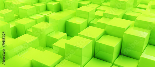 Futuristic 3D cube pattern  featuring acid green blocks in a clean  geometric arrangement.