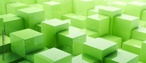 Bright acid green 3D cubes with a polygonal structure, offering a fresh, geometric perspective.
