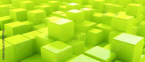 Bright acid green 3D cubes with a polygonal structure, offering a fresh, geometric perspective.