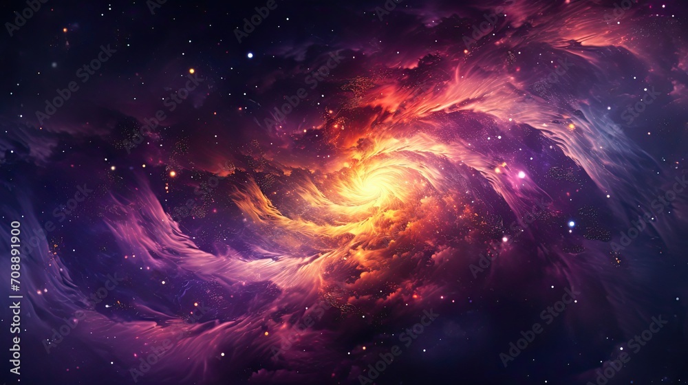 Fototapeta premium perfect anime illustration purple and yellow spiral