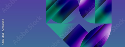 Serene gradient template. Circles and triangles mingle in minimalist perfection. Gentle fusion of forms and hues creates balanced yet captivating backdrop, embodying modern sophistication