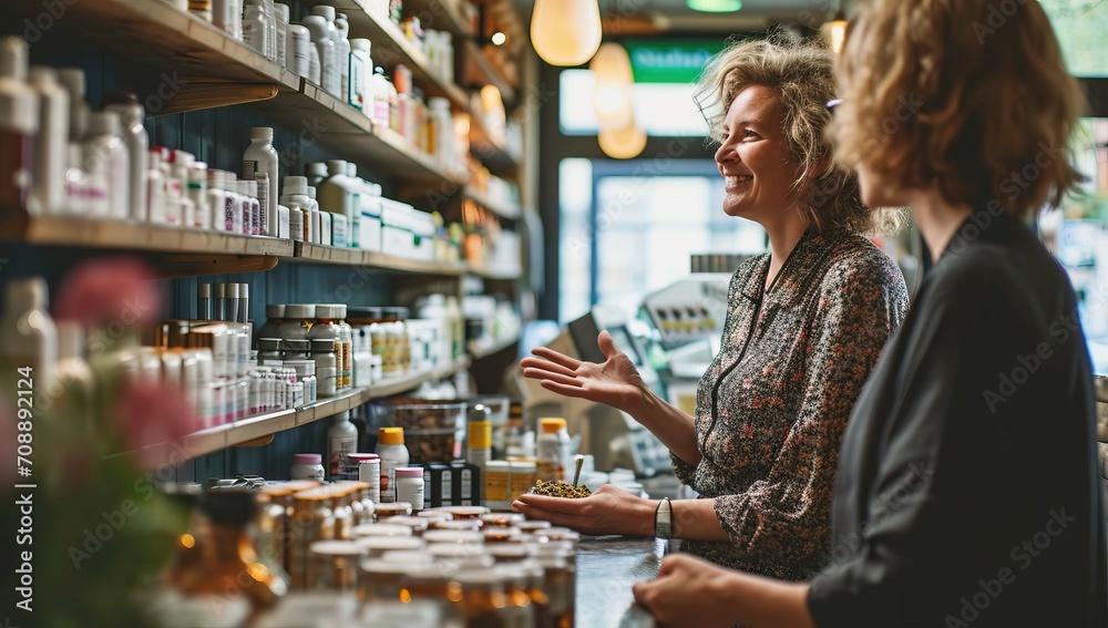 woman choosing skin care products in cosmetics shop