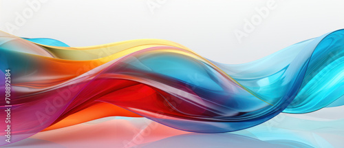 Modern 3D abstract design with flowing, colorful lines and glass-like texture. photo