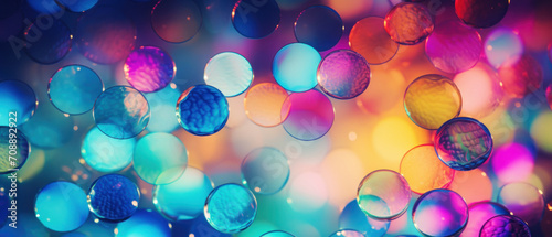 Close up of multicolor glass bubbles creating a vibrant, abstract pattern.