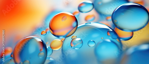 Soft, shiny spheres in an array of colors from pink to orange, set in a liquid space.