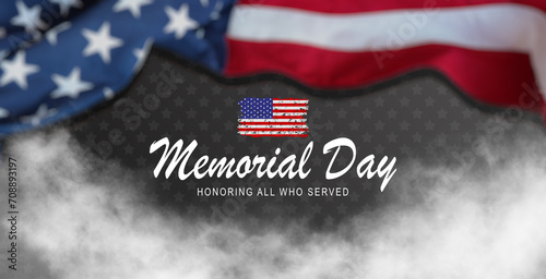 Memorial Day is observed each year in May. it is a federal holiday in the United States for honoring and mourning the military personnel who have died in the performance of their duties. 3D Rendering. photo