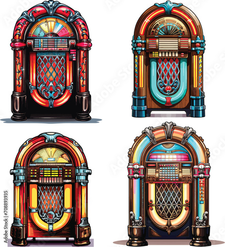 jukebox illustration vector vintage photo