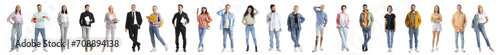 Set of different people on white background