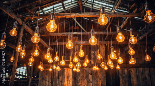 Industrial lamps in a grung...