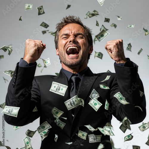 man celebrating a windfall ...