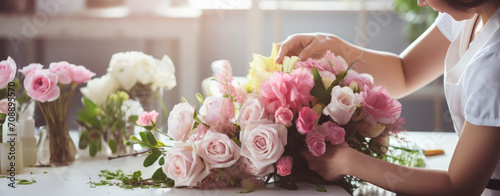 banner of Step-by-Step Process of a Skilled Flower Florist - A Professional Journey Inside a Modern Floral Shop, Capturing the Artistry of Arranging Beautiful Bouquets © BrightSpace