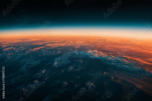 Spectacular aerial view of a twilight sky, highlighting the serene transition between day and night. Perfect for website backgrounds, environmental campaigns, and educational astronomy guides.