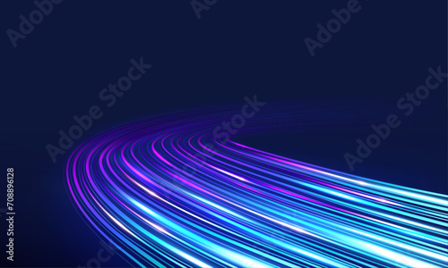 High speed movement of glow blue lines. Internet wireless data transmission concept.