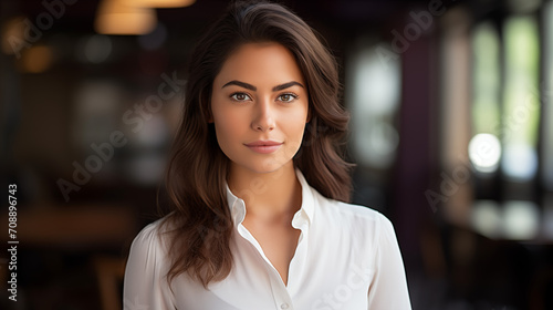 beautiful woman businesswoman smiling, white background 