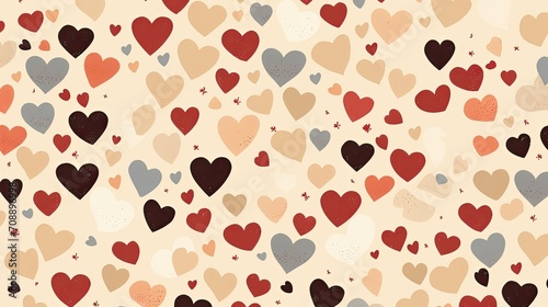 seamless vector texture with hand drawn hearts