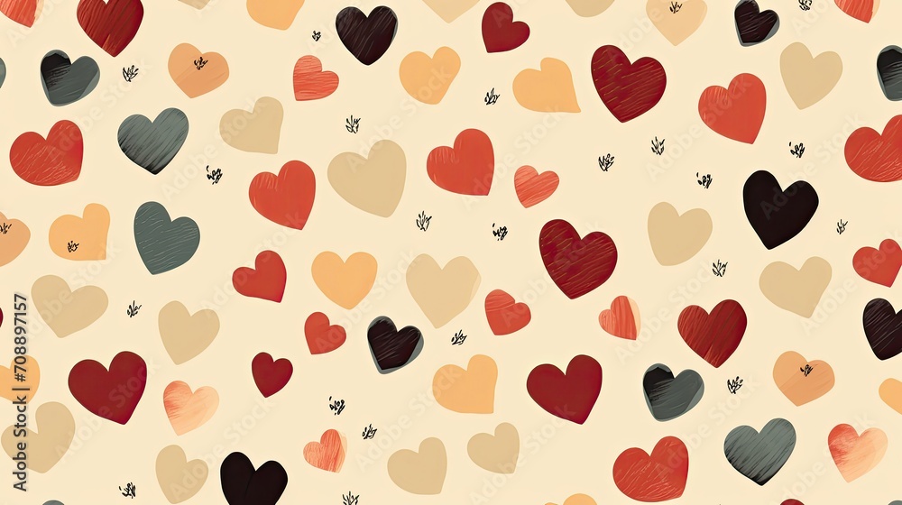 Fototapeta premium seamless vector texture with hand drawn hearts