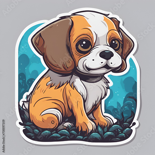 Colorful Cute Dog  for T-shirt design concept