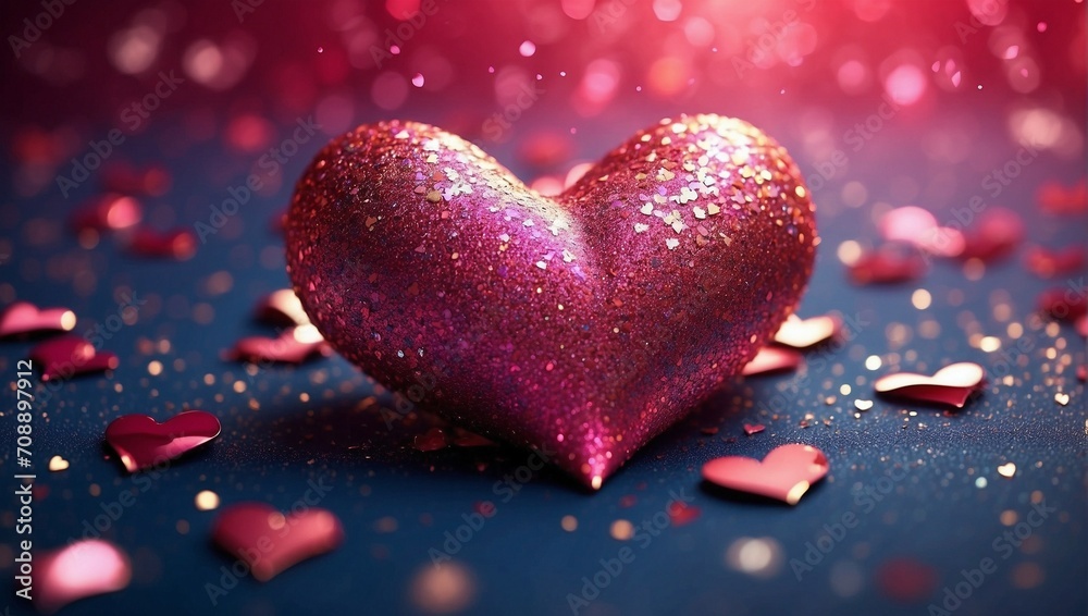 Beautiful 3D heart shapes sparkling and heart particles in blurred light background with space for text. Valentine's Day, Mother's Day or Wedding concept Beautiful 3D heart shapes sparkling and heart particles in blurred light background with space for text. Valentine's Day, Mother's Day or Wedding concept
