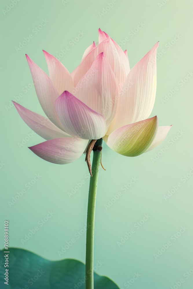 Pink lotus flower soft elegant vertical background, card template