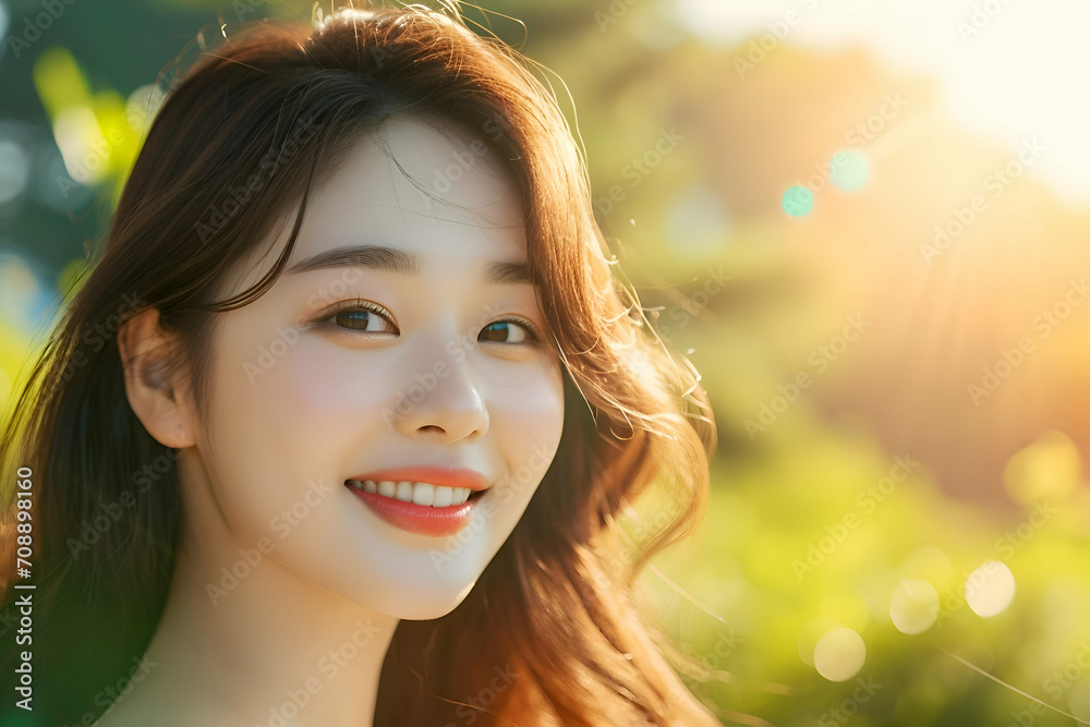 Beautiful asian woman smile and relax in the garden,vintage color. Beautiful asian woman smile and relax in the garden,vintage color.