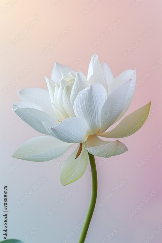 White lotus flower soft elegant vertical background, card template