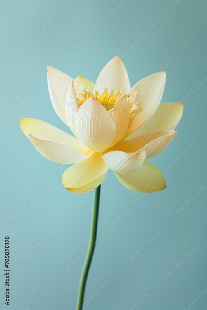 Naklejka premium Yellow lotus flower soft elegant vertical background, card template