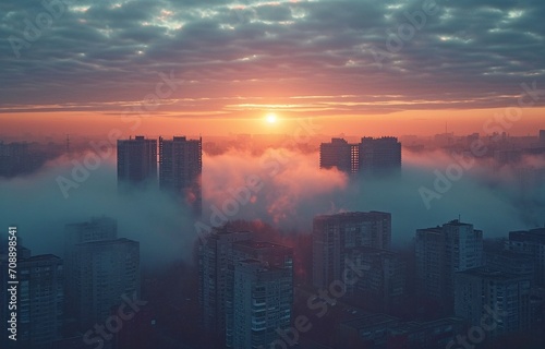 Morning fog above the city
