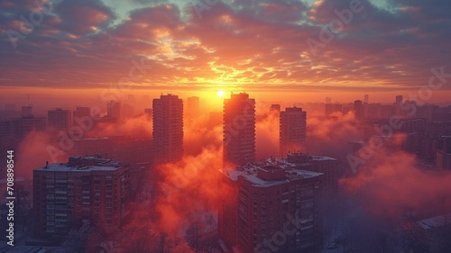 Morning fog above the city