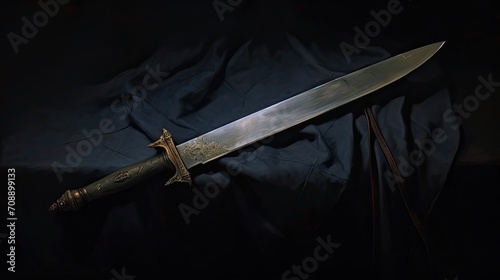 simple medieval knife on faint flat simple subdued dark