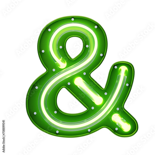  And Sign Symbol 3D Shape Neon Text. 3d illustration, 3d element, 3d rendering. 3d visualization isolated on a transparent background photo