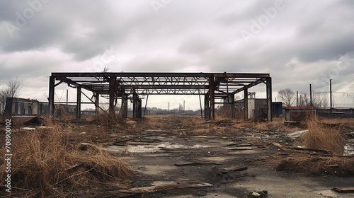 decayed empty industrial background illustration vacant deserted, grim stark, lifeless desolated decayed empty industrial background