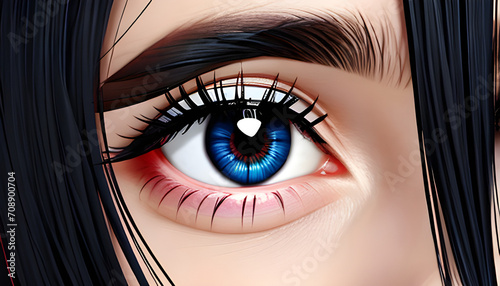 close up of eye with blue eyes