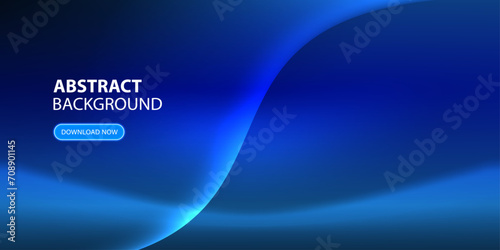 Neon wave glows with fluid colors of blue Background. Abstract shining wave and light motion wallpaper. Vector illustrator template.