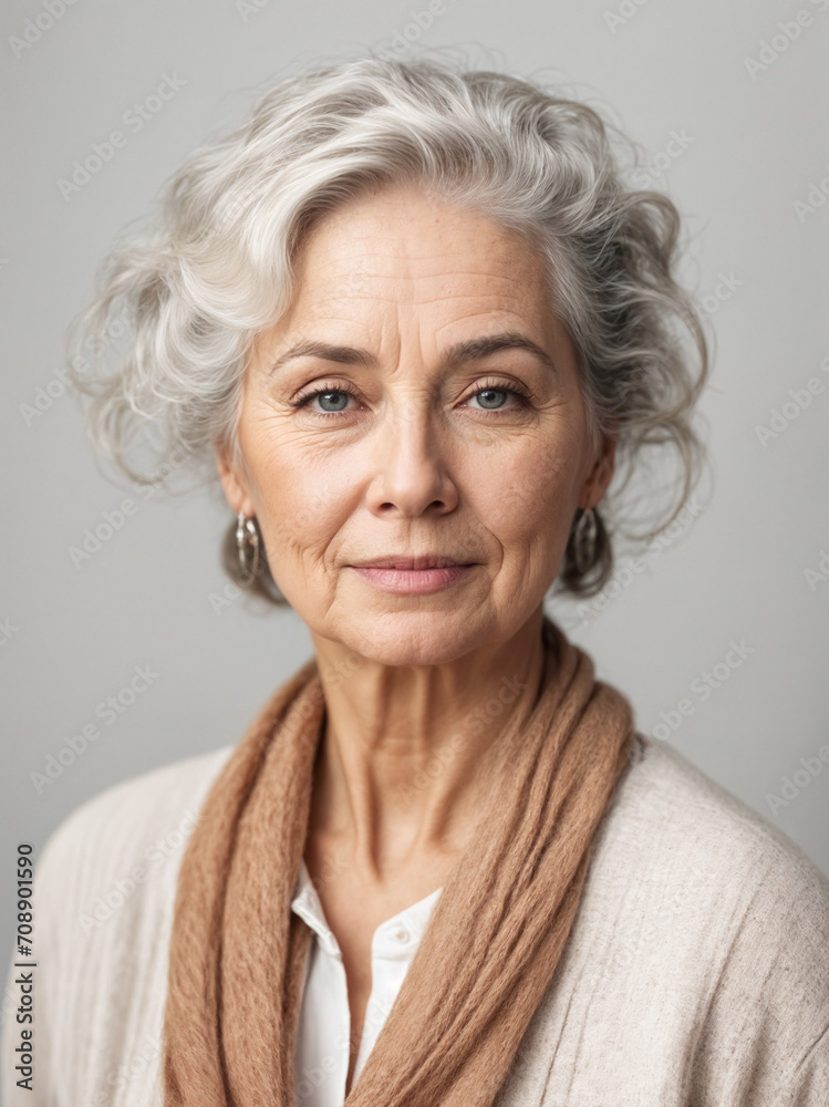 Fototapeta premium Close-up portrait of gorgeous senior lady. Highly detailed image