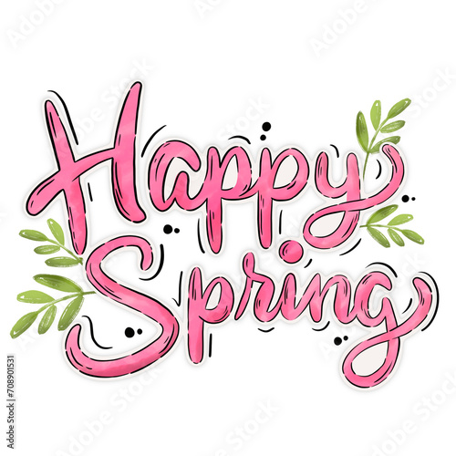 happy spring hand-lettering illustration